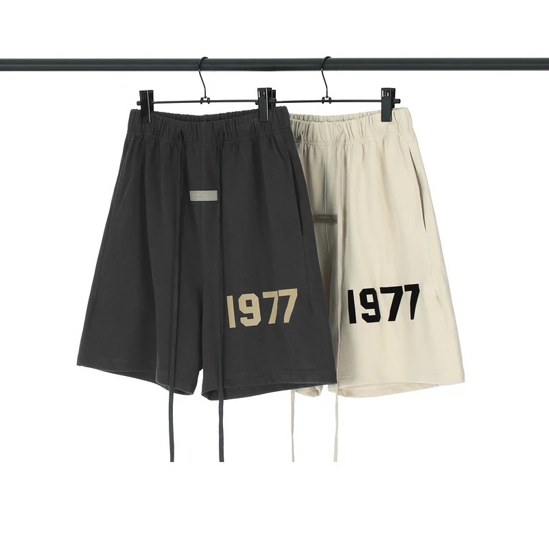 

High Quality Fashion 8th Collection 1977 Letter Print Shorts Summer Casual Shorts Men's Hip hop Streetwear Drawstring Short