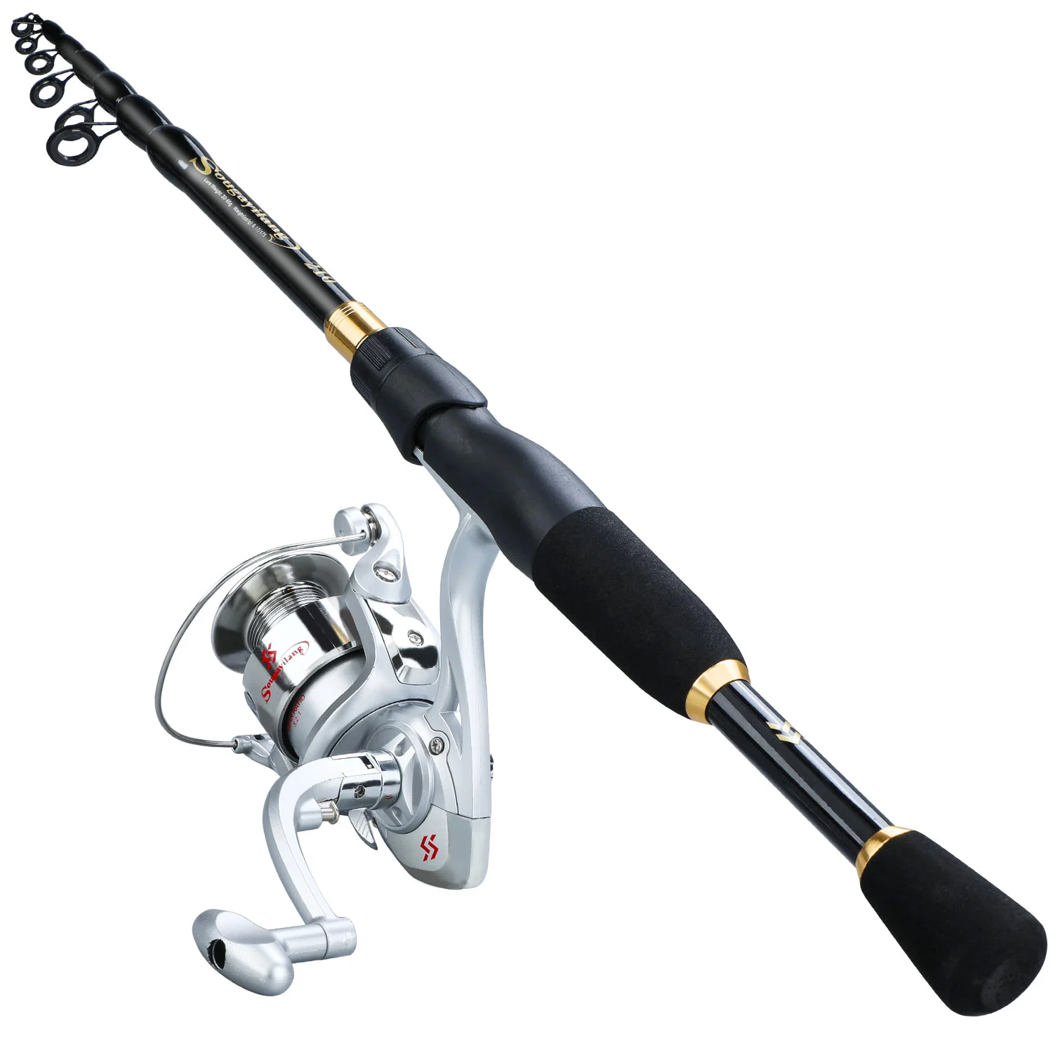 Sougayilang Telescopic Fishing Rod Combo Carbon Fiber Rod and Spinning Fishing Reel 1000-3000 5.2:1 High Speed Gear Ratio Reel