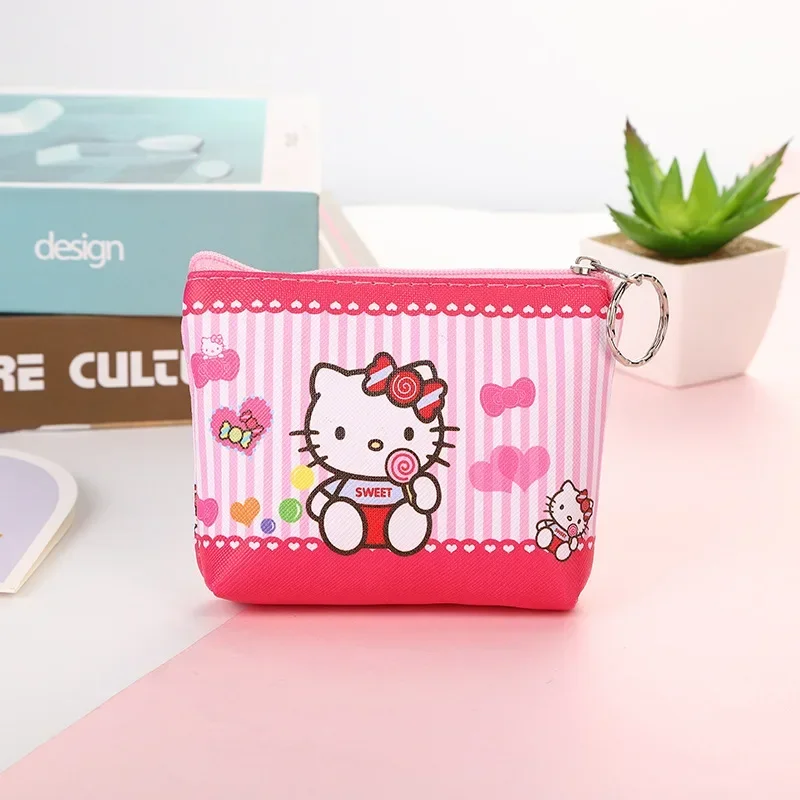 Hello Kitty Purse Coin Purses Cartoon Animals PU Melody Cute Wallet Bag Keychains Storage Bag Sanrio Kuromi Kawaii Mini Pouch