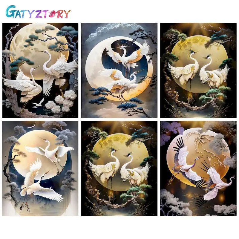 

GATYZTORY Acrylic Painting By Numbers DIY Gift Coloring By Numbers cloud crane Animals Scenery Home Decoration Paint Kit Artwork