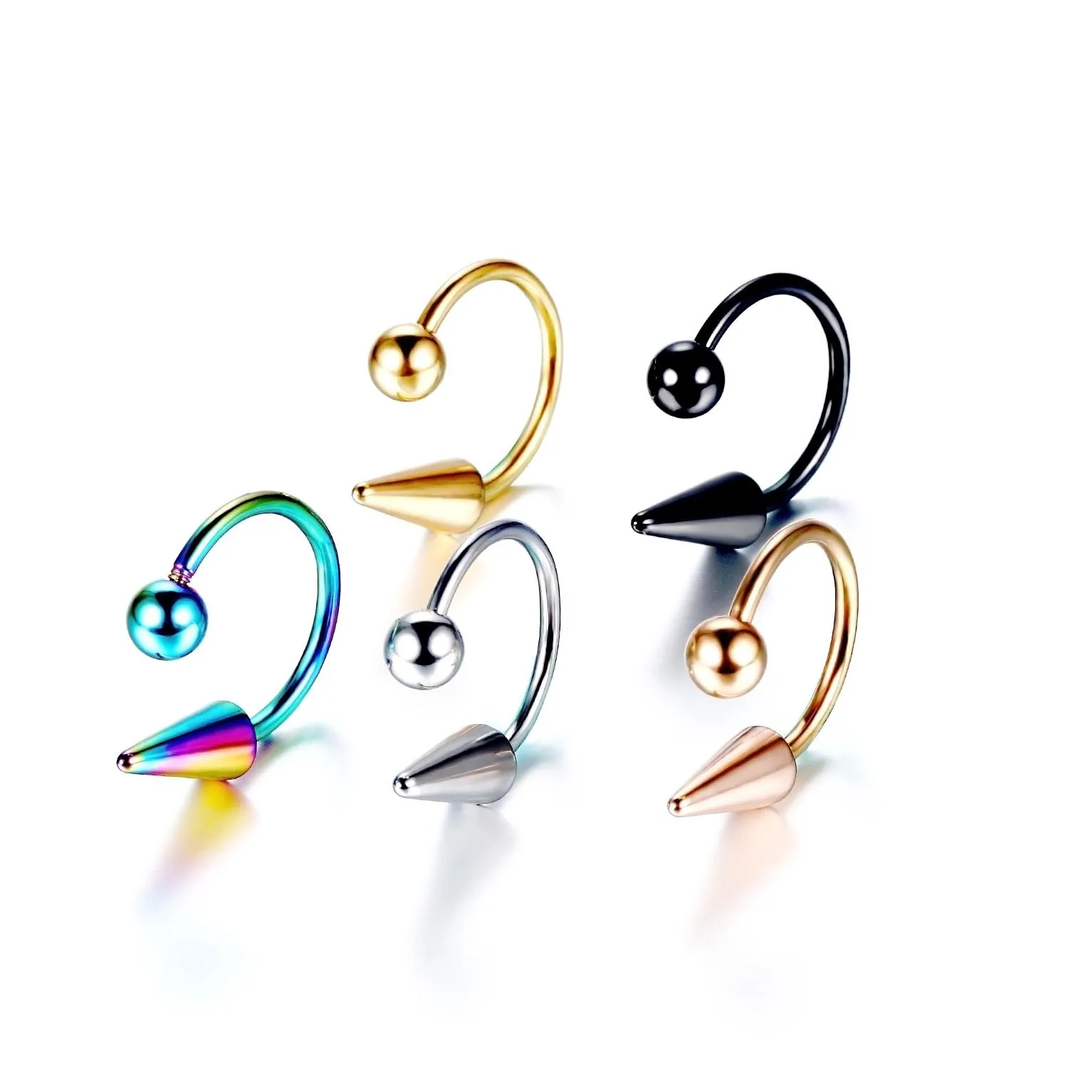 2pcs Gothic Vintage Lip Ring Horseshoe Ring Punk Lips Labret Ring