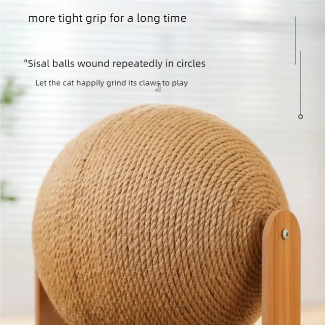 Wooden Cat Scratching Ball 2 In 1 Cat Scratcher Sisal Scratch Board Wear-Resistant Grinding Paw Toy Solid Wood Scraper for Cats 5