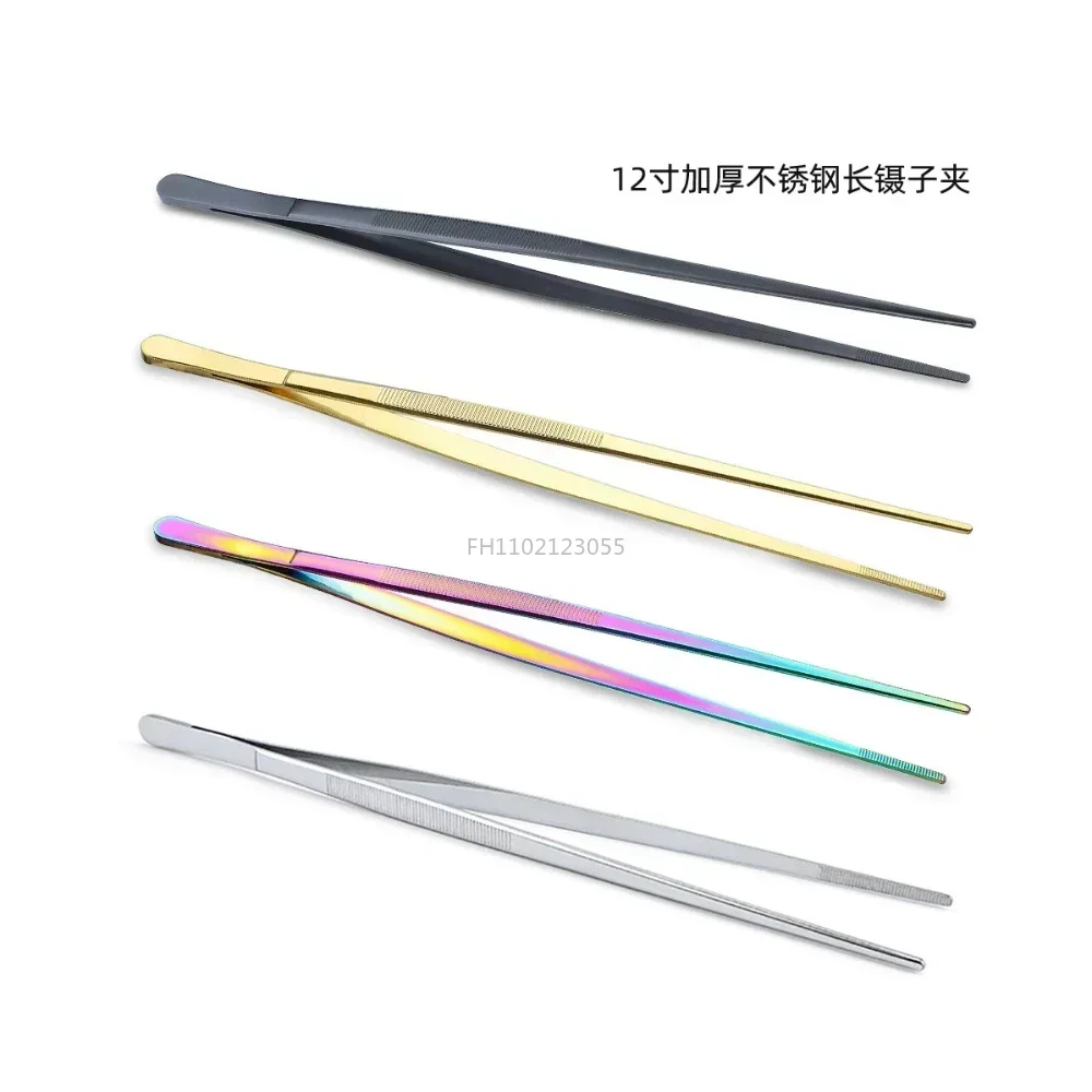 1PC Barbecue Food Tongs Thickened Daily Clamp Tool 12Inch Kitchen Tongs Stainless Steel Culinary Precision Tweezer Cooking Tongs