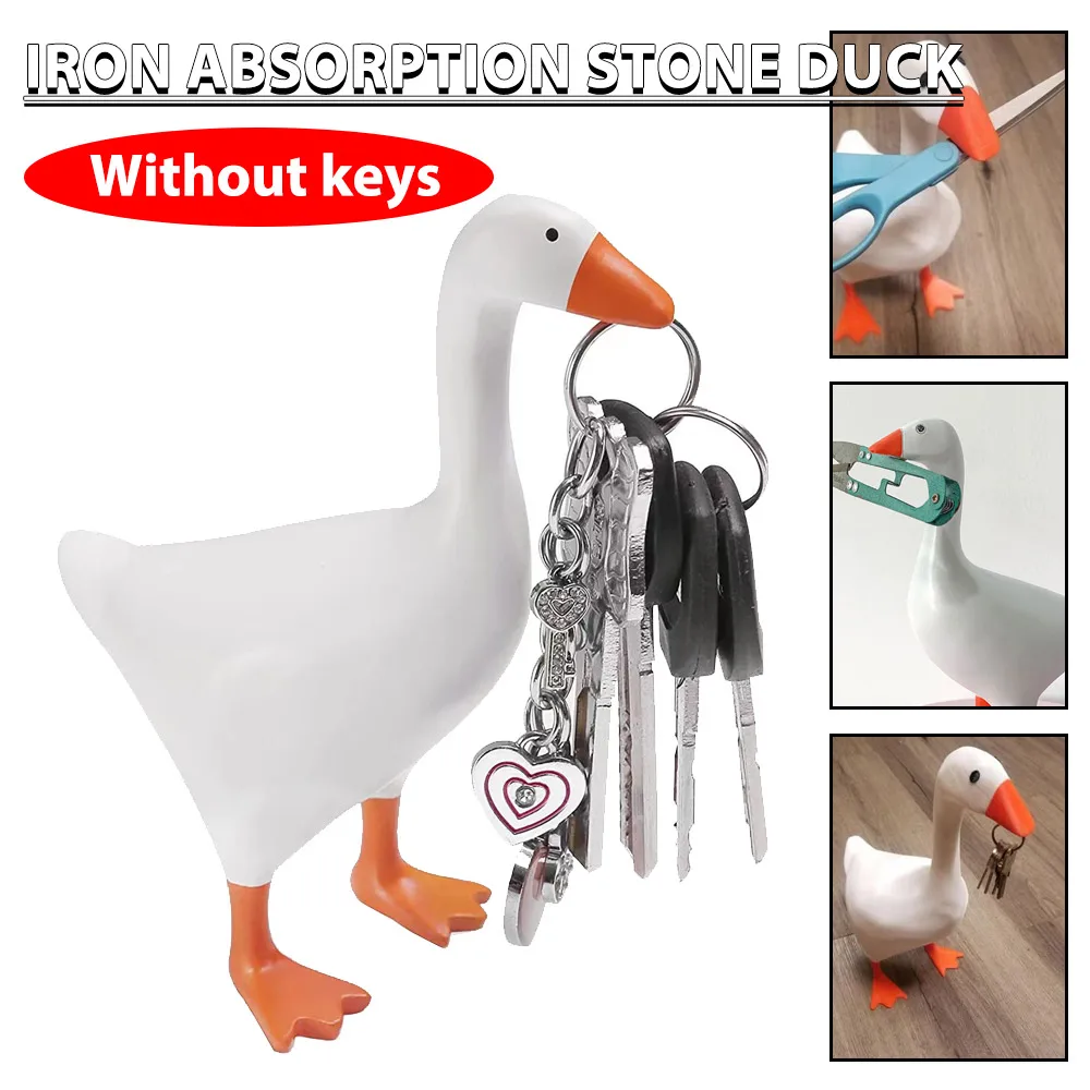 

Magnetic Keychain Holder Duck Key Cute Goose Storage Key Home Decoration Creative Call Duck Scissors Desk Tool Organizer