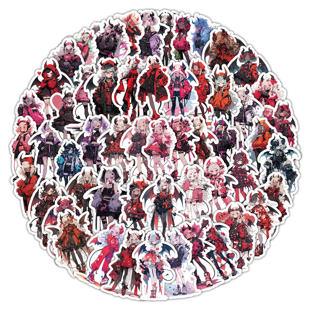 

10/30/60pcs Funny Cool Gothic Demon Girl Stickers Cartoon Waterproof Decals DIY Decoration For Motorcycle Phone Guitar Fridge