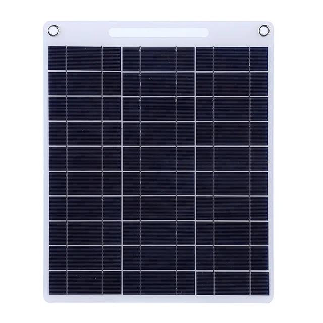 30W 5V Portable Solar Panel Polysilicon Solar Cell Panel Dual USB Ports Solar Plate with 2 Carabiners for Outdoor Camping Hiking 6