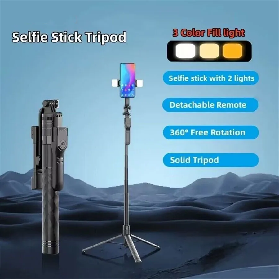 FANGTUOSI 2024 New Wireless Selfie Stick Tripod Foldable Stand For Gopro Action Cameras Smartphones Balance Steady Shooting Live 3