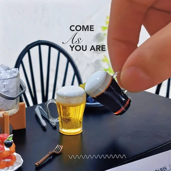 1/12 Dollhouse Simulation Mini Beer Cup Model Doll Home Beer Drinks Bar Scene Decor Toy Dolls House Accessories Pretend Play Toy 1