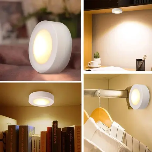 LED Puck Light Wireless Under Cabinet Lights with Remote Control Dimmable Battery Powered Night Lamp for Kitchen Closet Wardrobe - Image 5