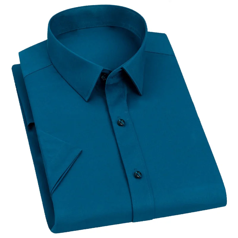

Top Quality Shirts for Men New Men's Shirt Bamboo Fiber Casual Short-sleeved White Blue Men's Shirt Social Wedding Party
