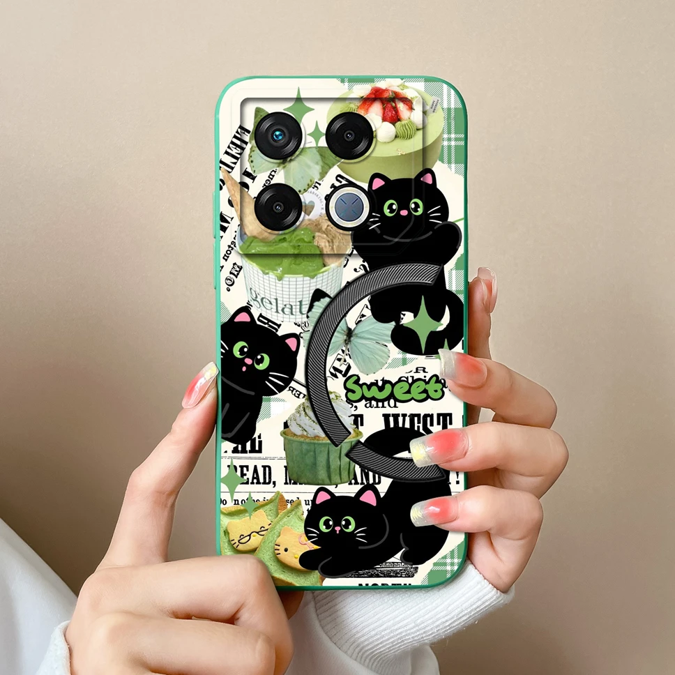 Cute Healing Pattern Soft Liquid Silicone Protective Phone Case Back Cover