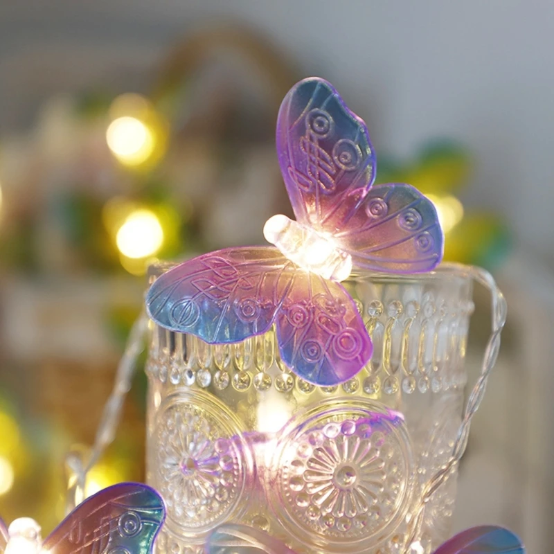 LED Butterfly LED Lights String Battery Outdoor Fairy Night Lamp Room Curtain Girls Brithday Wedding Party