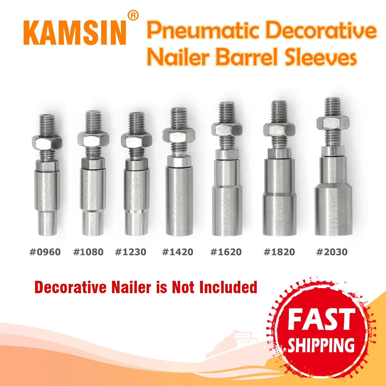 KAMSIN 0960-2030 9.6- 20.3mm Diameter Barrel Sleeves for KAMSIN Pneumatic Decorative Nailer, Upholstery Tacks Gun