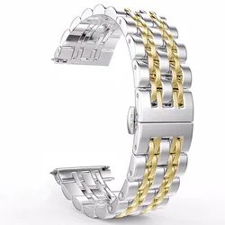 Stainless Steel Watch Band - 22mm/20mm Adjustable Strap - 22MM (Silver - gold)