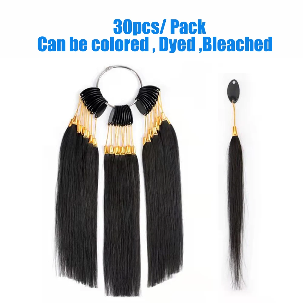 Real Human Hair Swatches Hair Color Plate For Testing Color Ring Samples Kit For Salon Hairdressing Bleach Coloring Practic