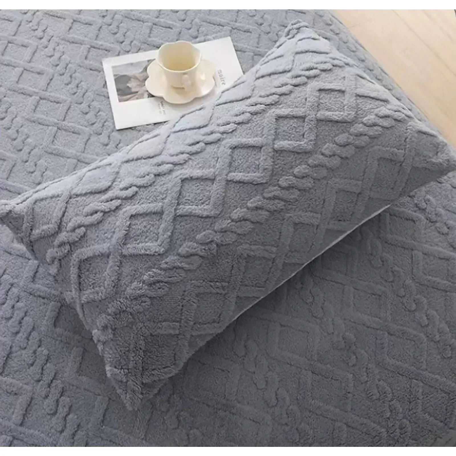 Taff Velvet Bed Sheet Winter Warm Solid Color Thickened Fitted Sheet Soft Plush Elastic Mattress Protector Queen/King Size Lino 4
