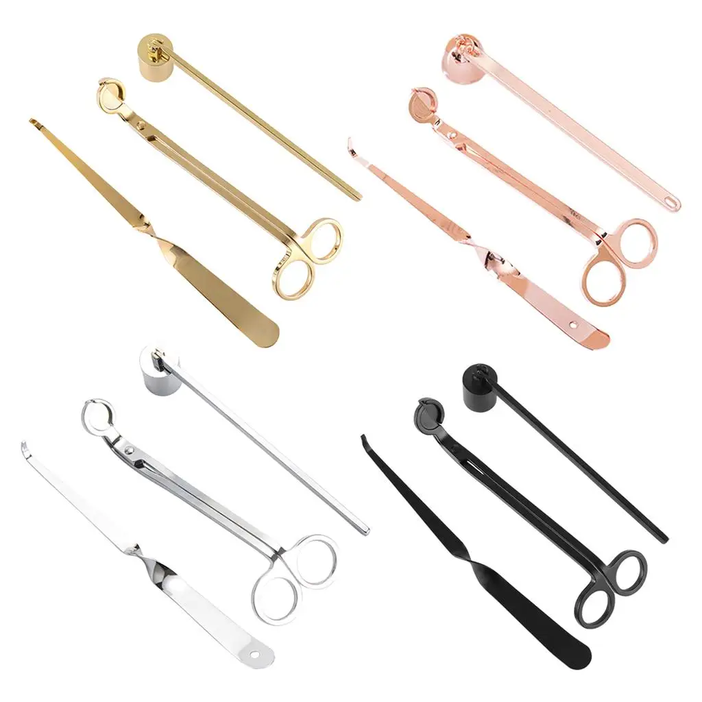 Pack of 3 Candle Accessory Set Tools Wick Trimmer, Wick Snuffer Dipper Stainless Steel Candle Caring Tools for Wedding