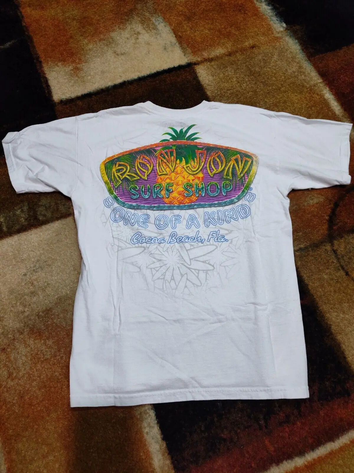 Ron Jon Surf Shop Maglietta Media Da Uomo Cocoa Beach Fl, Girocollo Bianco