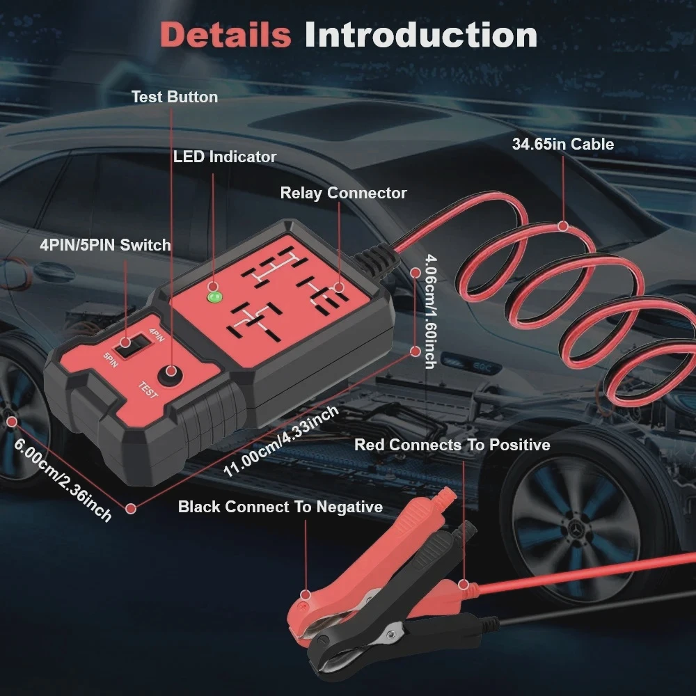 Luz indicadora LED, comprobador de batería de coche, prueba electrónica, probador de relé de coche, herramientas de diag