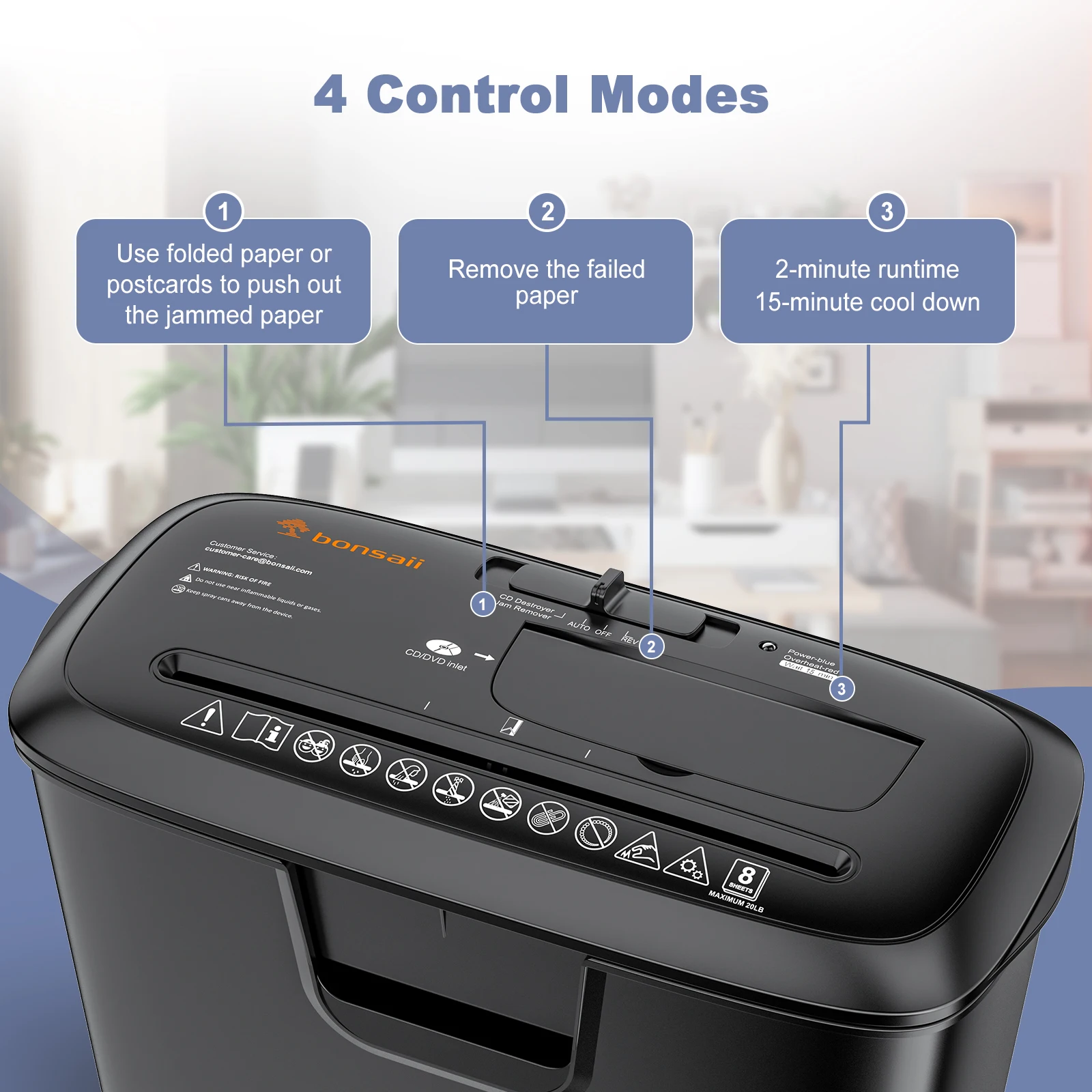 Bonsaii Paper Manual Reversal 8-Sheet Strip Cut Shredder Home Use CD/Credit Card Shredder Machine 3.4 Gallons paper shredder paper cutting machine