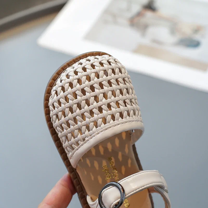 Baby Girls Woven Sandals Summer Children Princess Shoes Kids Beach Sandals Soft Sole Anti Slip Comfortable Infant Barefoot Shoes 5