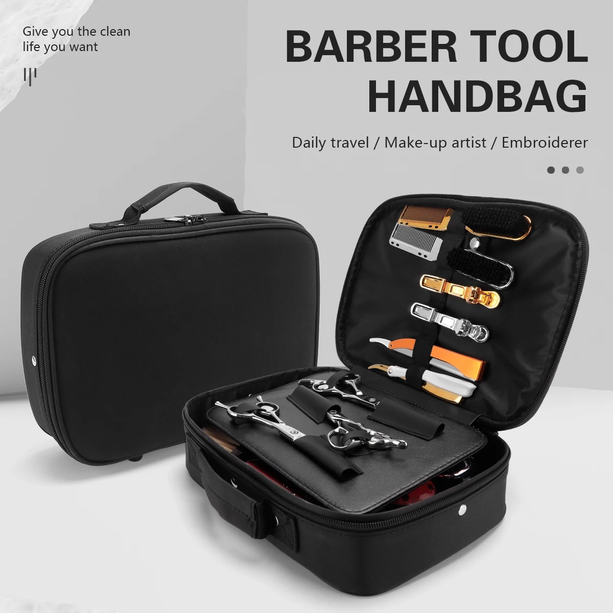 Barber Black Electric Clipper Bag Salon Hairdressing Tool Storage Bag Carrying Travel Shaver Organizer Beard Trimmer Box Holder new 32b black shaver foil