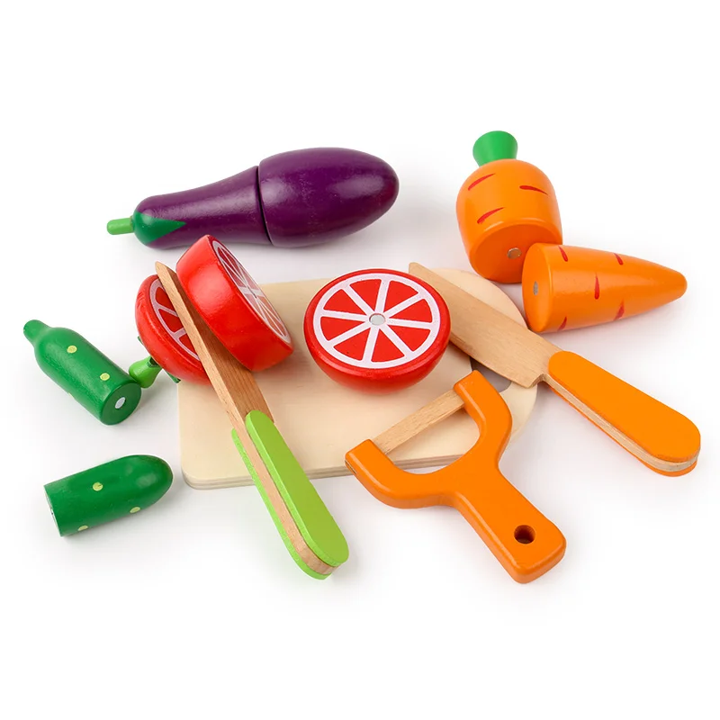 thumbnail image 1 of Cocina de simulación, juguete de madera, juego clásico Montessori, juguete educativo para niños, regalo para niños, cortar frutas y verduras, 1 of 5