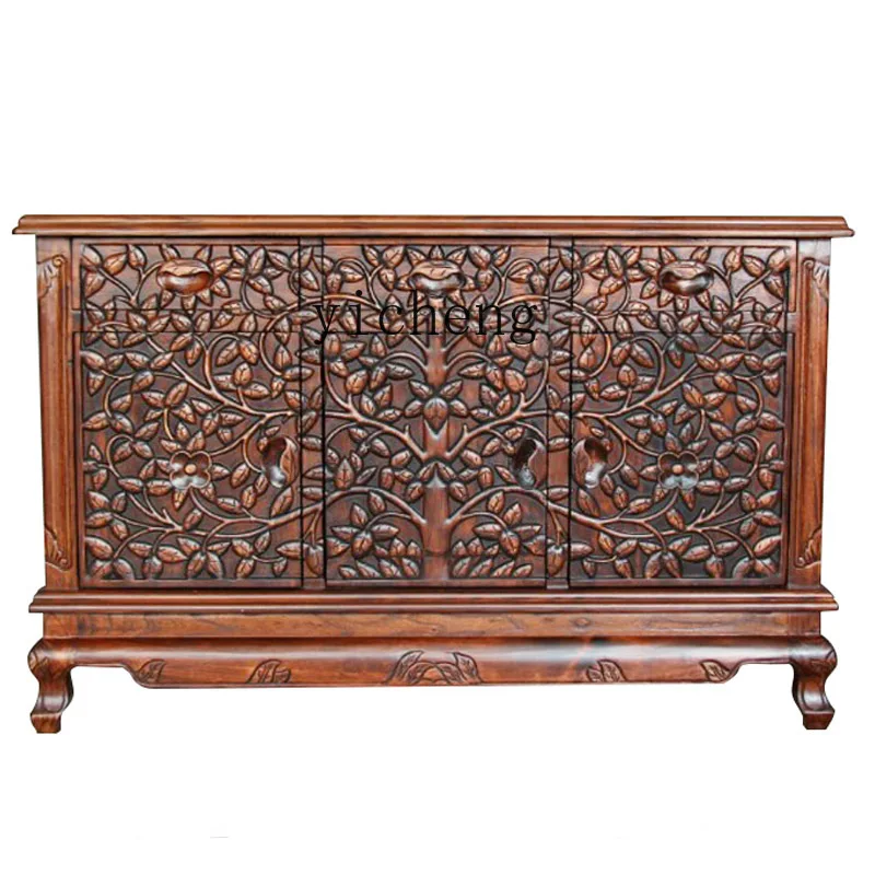 

YY Southeast Asian Style Furniture Curio Cabinet Shoe Cabinet Ancient and Modern Log Entrance Cabinet