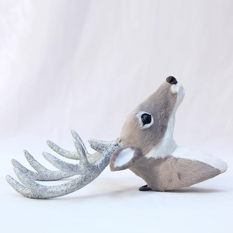 Simulation Plush Reindeer Elk Deer Head Doll Realistic Deer Antlers Head Wall Mount Sculpture For Home Party Xmas Decor plush doll,anime plush doll