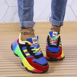 Customizable Women's Colorful Platform Sneakers - Fashionable, Comfortable, Breathable - 38 (Blue)