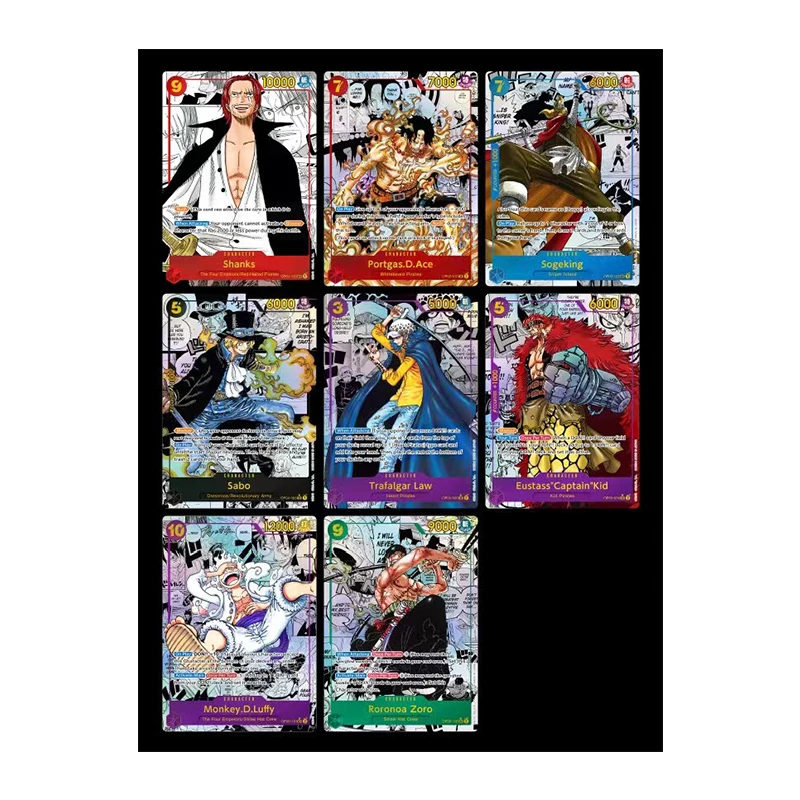 Treingi 2024 Diy Versión casera en inglés One Piece Opcg Luffy Zoro Hancock Personajes de anime Juego de bronceado Colección Tarjeta flash Juguete de regalo