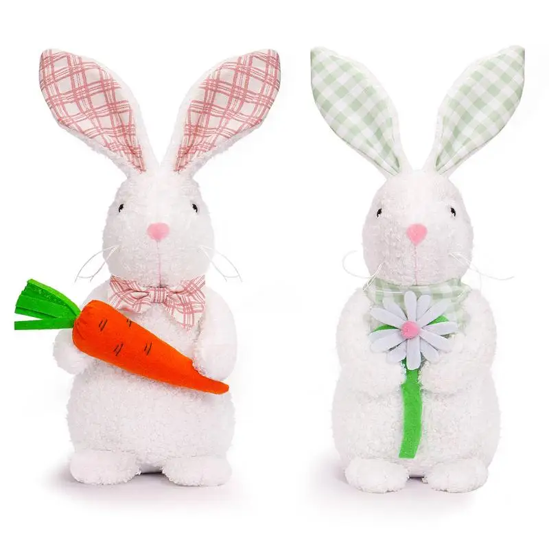 Easter Bunny Standing Huggable Animal Rabbit Plushies Cute Doll Holiday Party Home Decoration Rabbit Doll Toys For Boys Girls 500pcs happy easter stickers 1inch round small business sticker for easter children toy gift party decoration sticker stationery