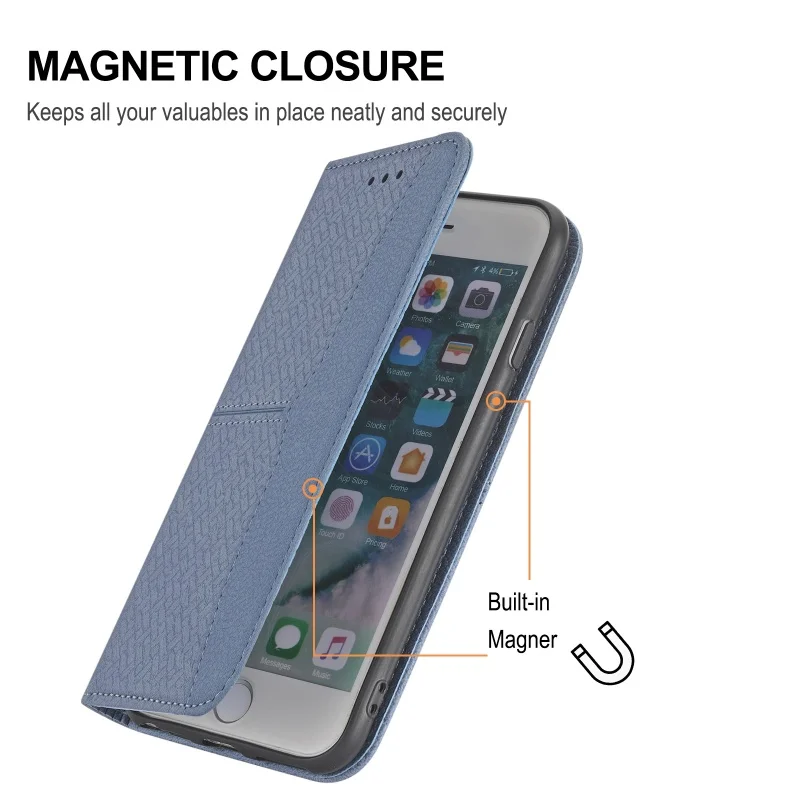 Magnetic Leather Zipper Wallet Phone Case with Card Slots and Wrist Strap