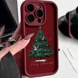 Burgundy Christmas Tree Pattern Phone Case Cover - iPhone 12 (1)