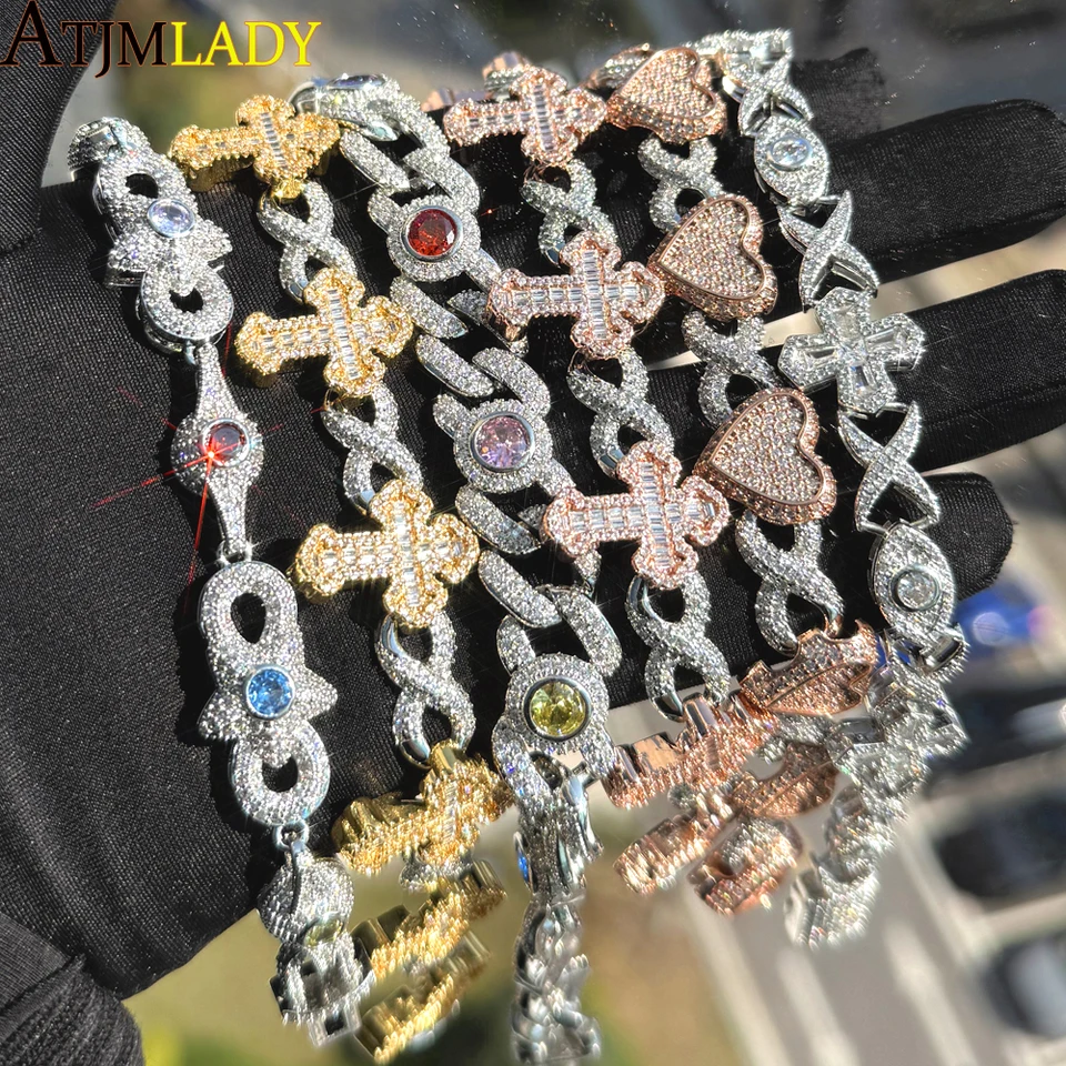 間の楔 IL CUNEO DELL AMORE CDキーホルダー 匿名配送 New Inifinity Link Chain Bracelet Micro Pave Bling CZ Cross