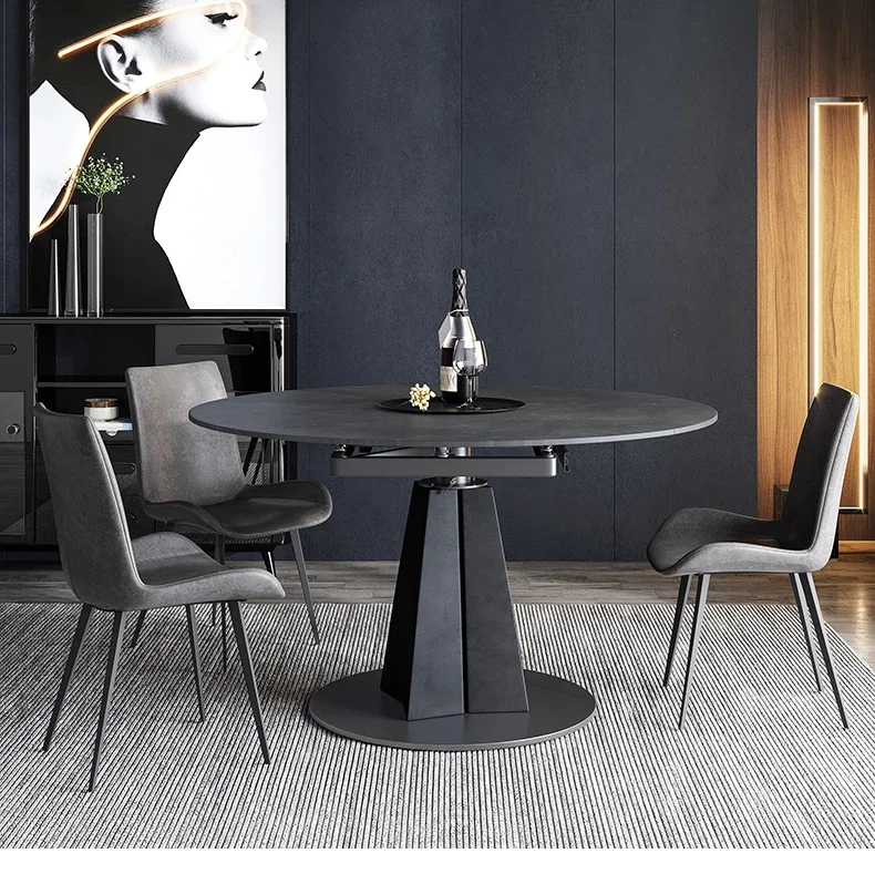 Description Picture 5 of itemEuropean-Style Dining Room Sets Slab Round Dining Table Modern Minimalist Multi-Function Mesas De Jantar Hotel Furniture