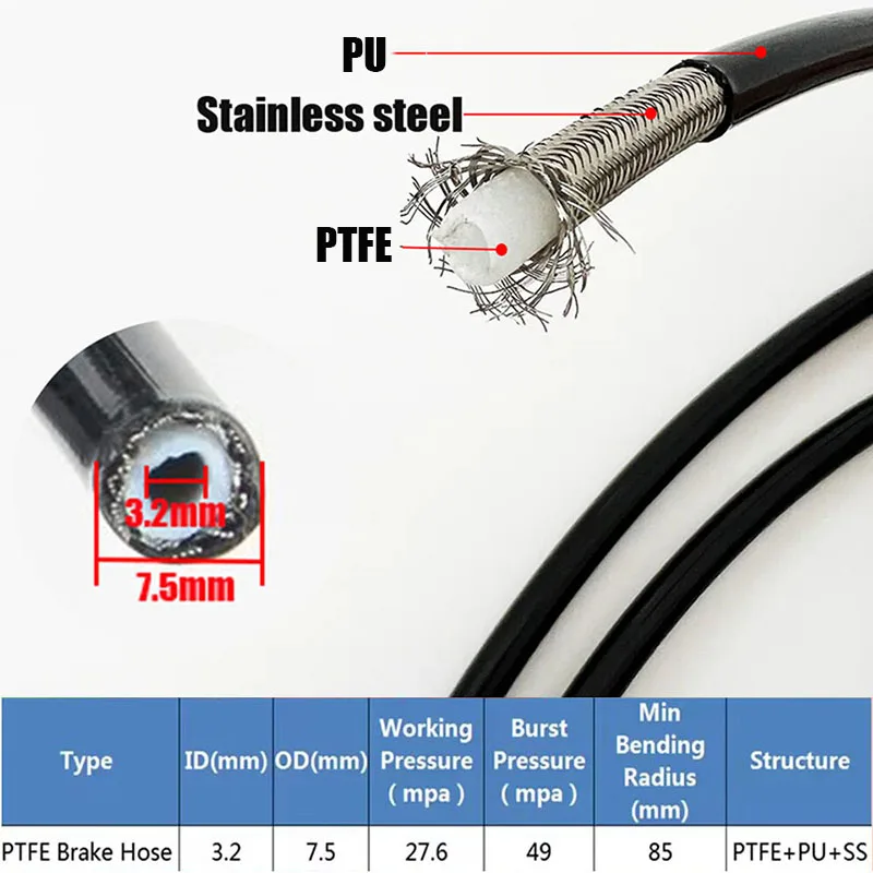 Stainless Steel Tube Automotive Yamaha Hydraulic Brake Hose Line Reinforced Car Stainless Steel Braided Brake Clutch Pipe M10 0&deg; 28&deg; 90&deg; Famale M10x1