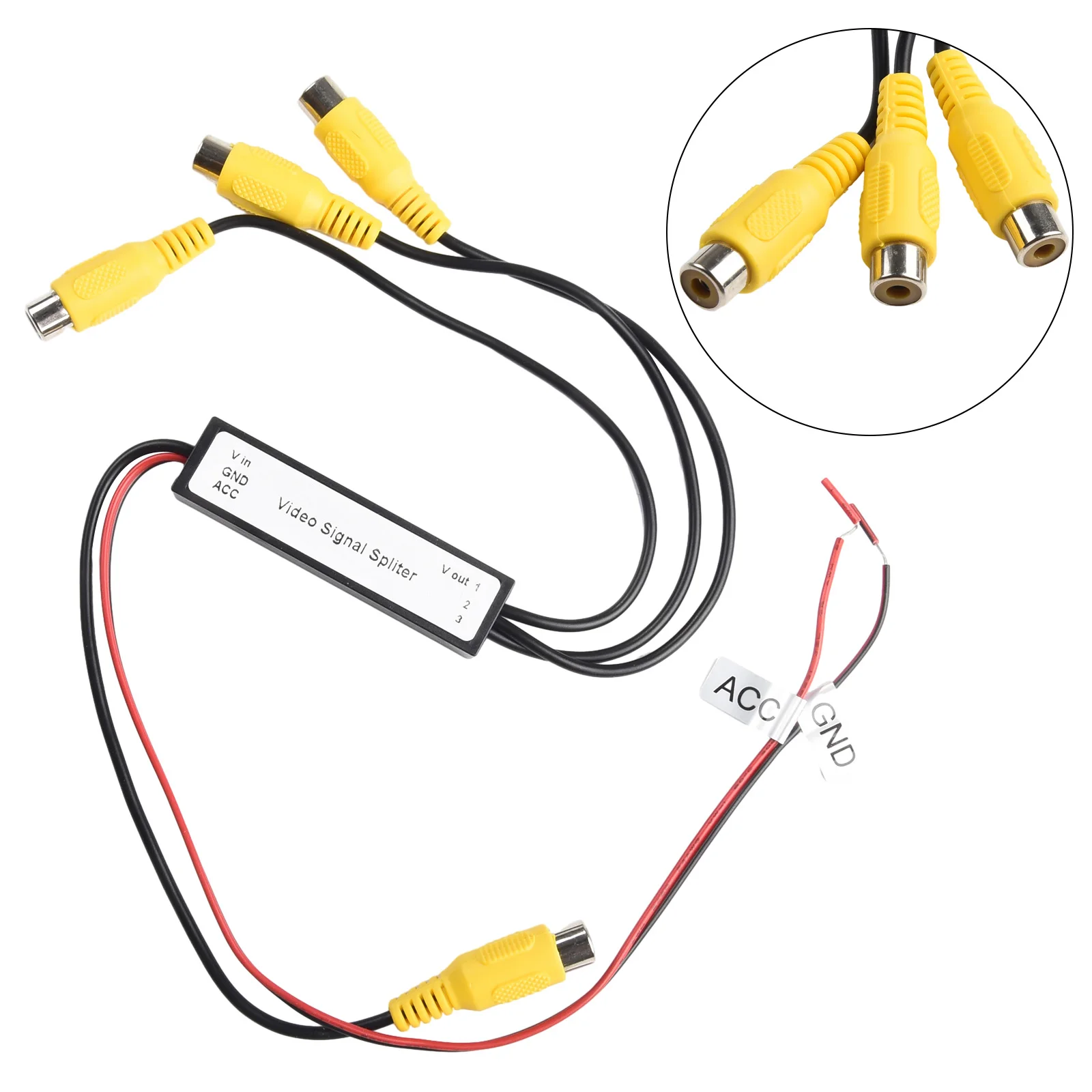 

1pc DC 12V Car Camera Cable Adapter Auto Electronics Connect Wires Av 2 To Be 1 Av In Or Av Out For Most Cars Dvr Recorder