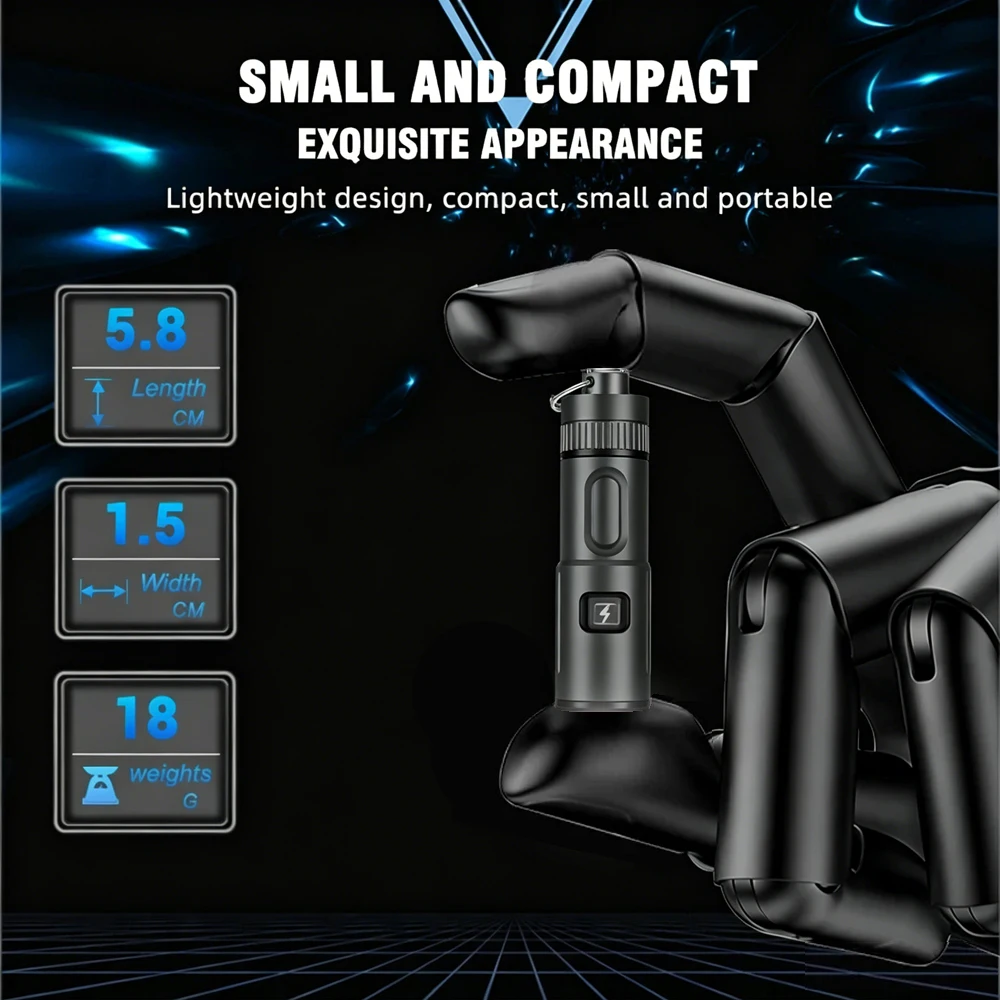 Compact USB Rechargeable LED Keychain Flashlight with Necklace - Portable 6-Mode Lantern for Camping and Emergencies