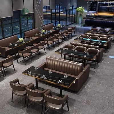 Commercial furniture bar sofa bar table and chair simple style coffee shop Western food milk tea shop casual retro booth soft ba