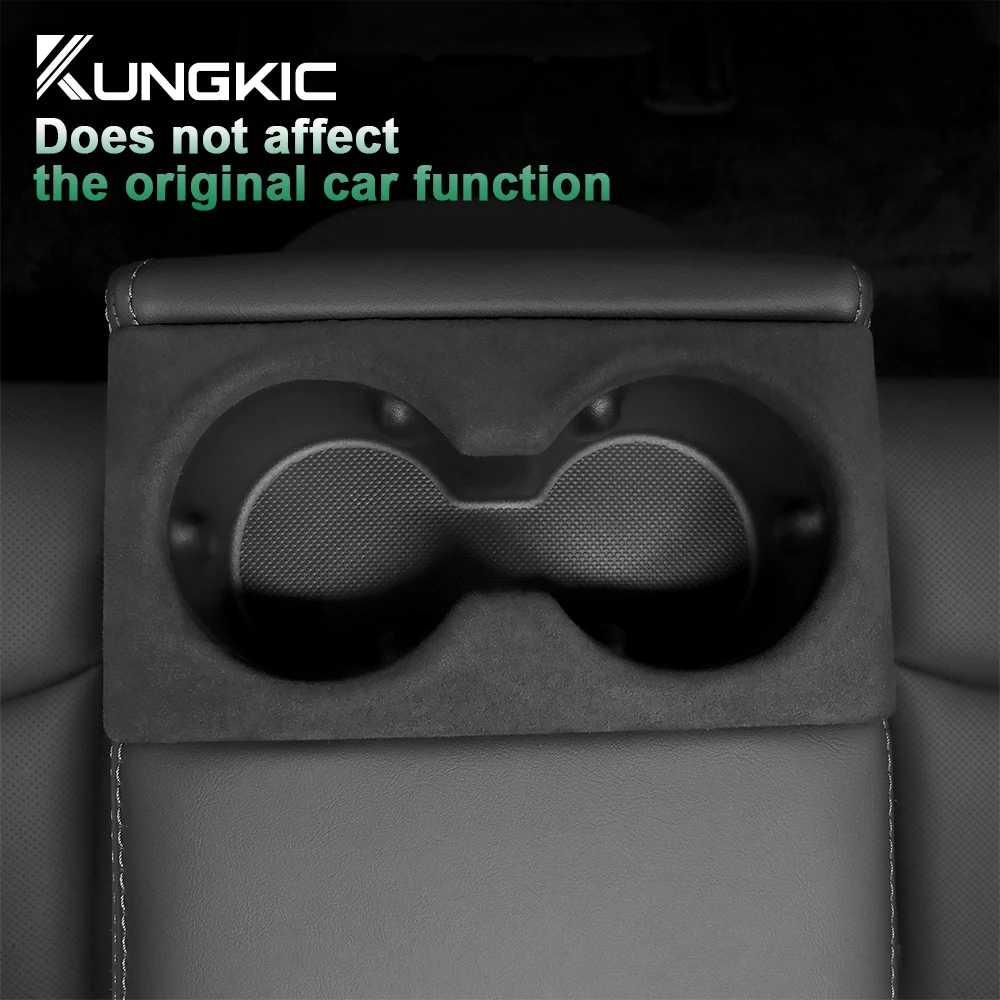 

KUNGKIC Italian Premium Suede for Tesla Model 3 Highland 2024-Up Rear Seat Water Cup Holder Trim Cover Protect Car Accessories
