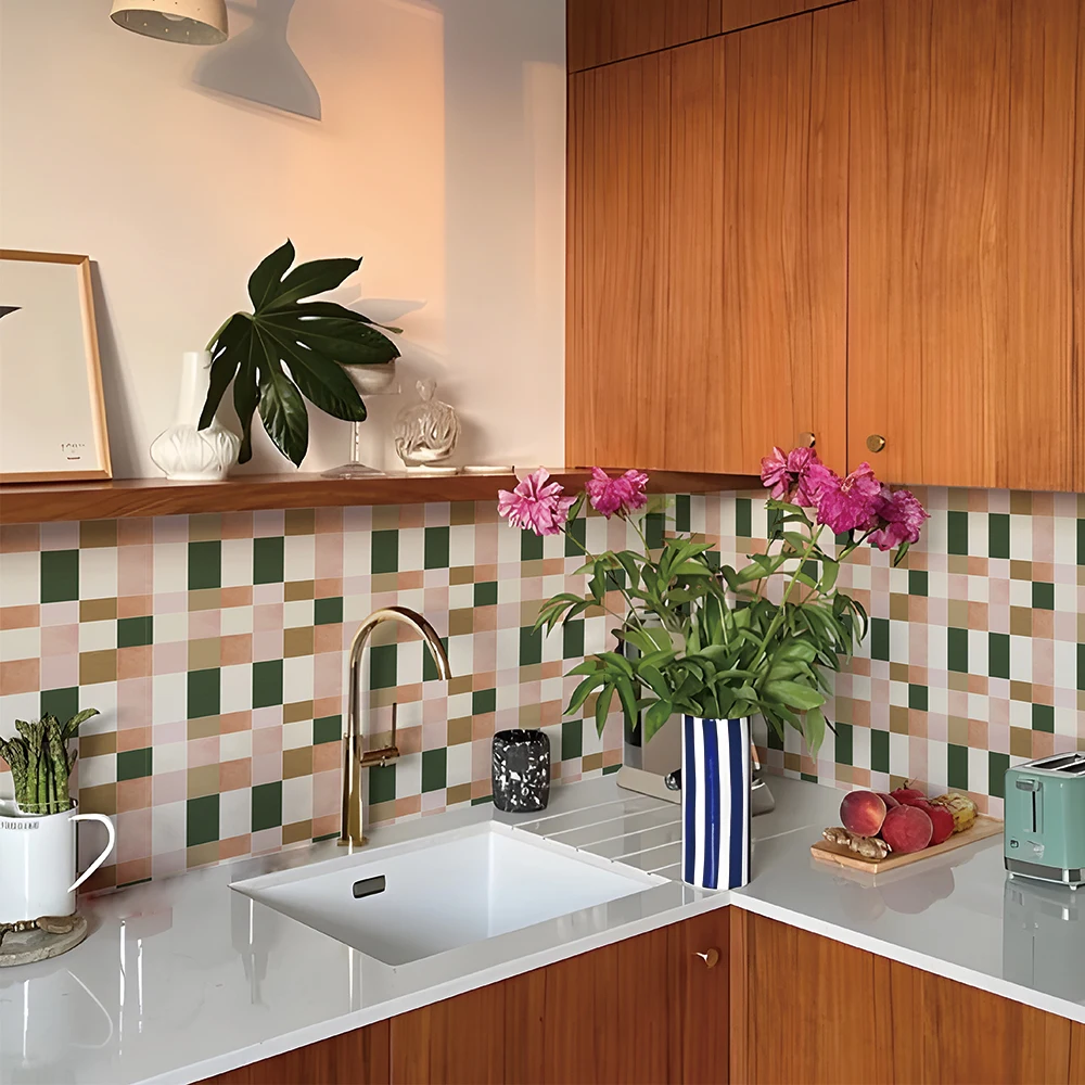 10pcs Thick Textured Peel and Stick Kitchen Backsplash Sticker Self Adhesive Wall Tile Decal for Home Tiles Decor Geometric Wall Stickers