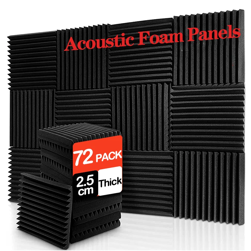 

72Pcs 30x30x2.5cm Studio Acoustic Foam Panel Soundproof Wall Noise Protective Foam Sound Absorption Treatment Panel KTV Room