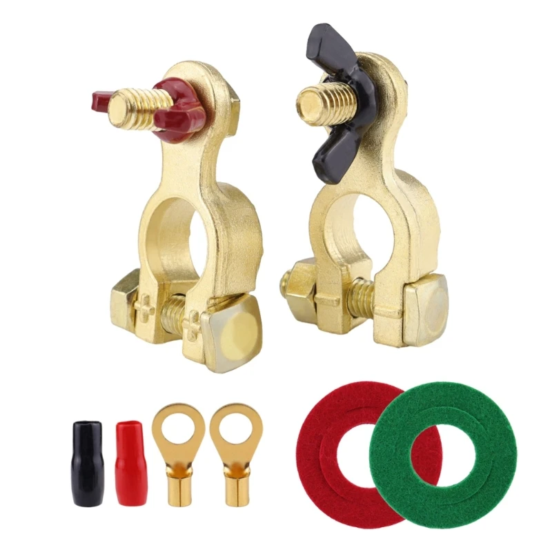 

2Pcs Car Battery Terminals Connector Top Post Positive Negative Connector Clamps