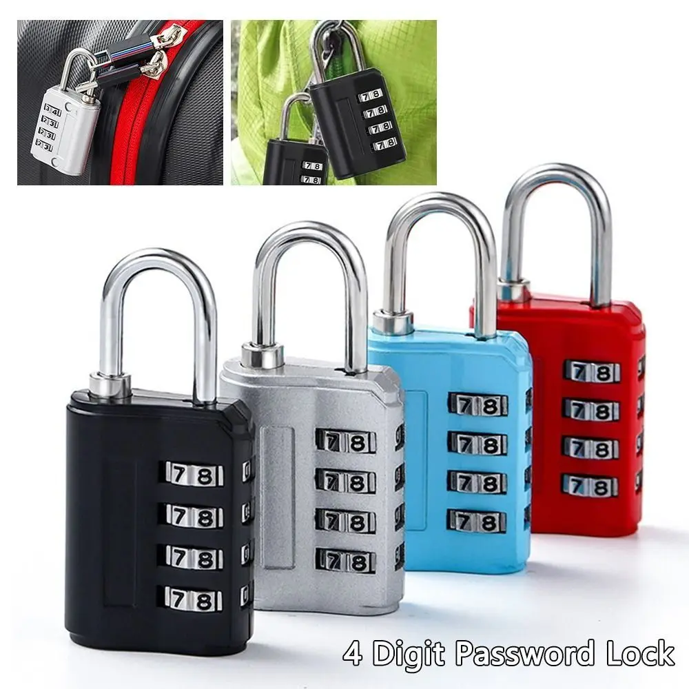 Portable Zinc alloy 4 Digit Password Lock Anti-theft Padlock Dormitory Cabinet Lock Luggage Combination Lock Travel