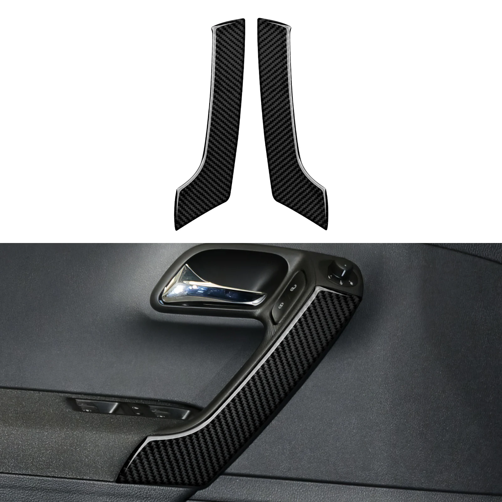 자동차 도어 팔걸이 장식 스트립 패널. 탄소 섬유 인테리어 스티커. 폭스바겐 폴..