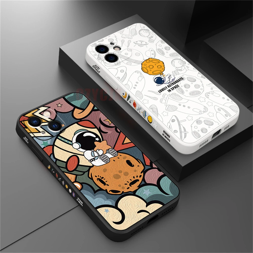 iphone 13 pro max case clear Cute Cartoon Planet Astronaut Silicon Case For iPhone 13 12 11 Pro Max 12 Mini XS XR X 8 7 6S Plus Soft Bumper Shockproof Cover iphone 13 pro max cover