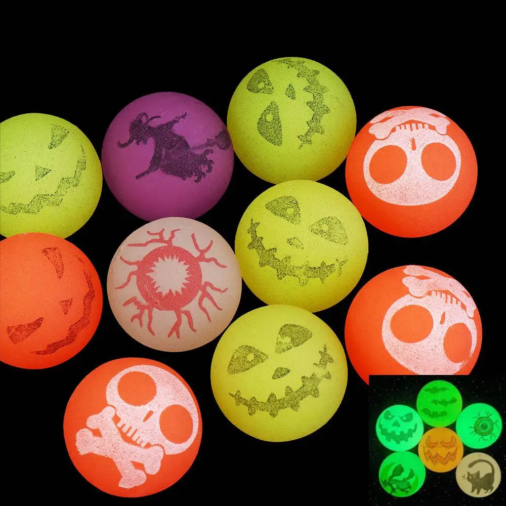10pcs/set Glow-in-the-Dark Halloween Bouncy Balls Scary 32mm Bouncy Eyeball Stretchy Eyeballs Fun Luminous Bouncy Balls