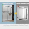 Shower Door 56-60 Inches W X 76 Inches H Glass Shower Door with Handle and Waterproof Sealing Strip, Black 6