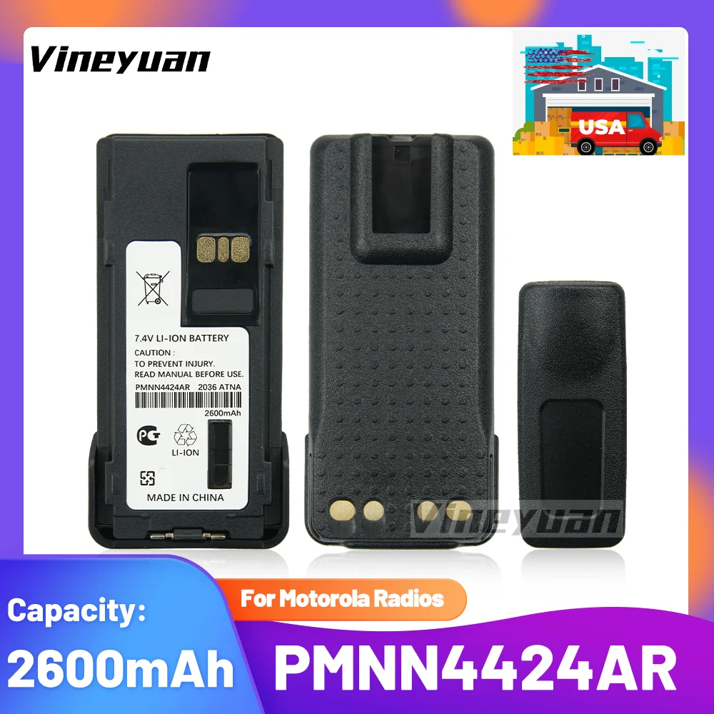 PMNN4424AR 7.4V 2600mAh Li-ion Battery for Motorola APX 1000 APX 2000 APX 3000 APX 4000 Two Way Radio Battery with Belt Clip